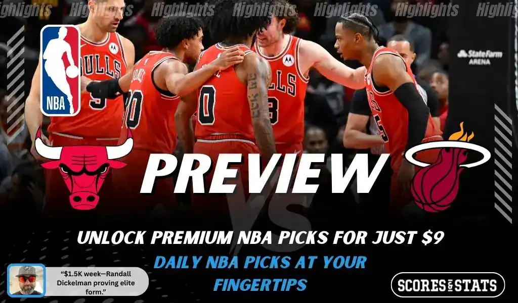 Chicago Bulls vs Miami Heat preview graphic with NBA branding, team logos, and picks and predictions for January 29 2026