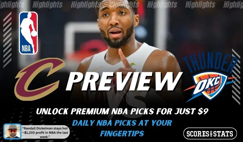 Cleveland Cavaliers vs Oklahoma City Thunder NBA preview graphic with a player close up and both team logos for January 19 2026