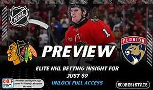 Chicago Blackhawks vs Florida Panthers preview graphic with team logos and NHL branding promoting picks and betting insight for January 25 2026