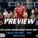 Colgate Raiders vs American Eagles college basketball preview graphic with a Colgate player dribbling and both team logos for January 21 2026