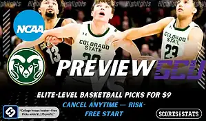 Colorado State Rams vs Grand Canyon Antelopes NCAA basketball preview graphic with players battling for position and team logos