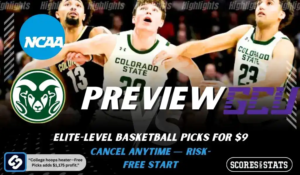 Previews 6 Colorado State Rams vs Grand Canyon Antelopes NCAA basketball preview graphic with players battling for position and team logos