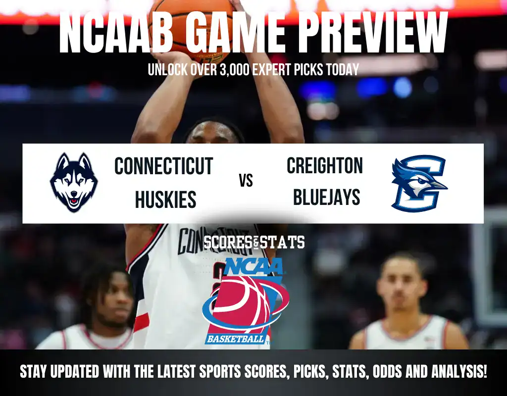 Connecticut Huskies vs Creighton Bluejays betting preview with odds, predictions, and best bets.