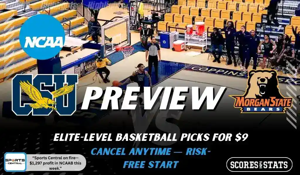 Coppin State Eagles vs Morgan State Bears preview graphic with both team logos, “Picks and Predictions” label, and Coppin State Eagles basketball action background (January 31, 2026).