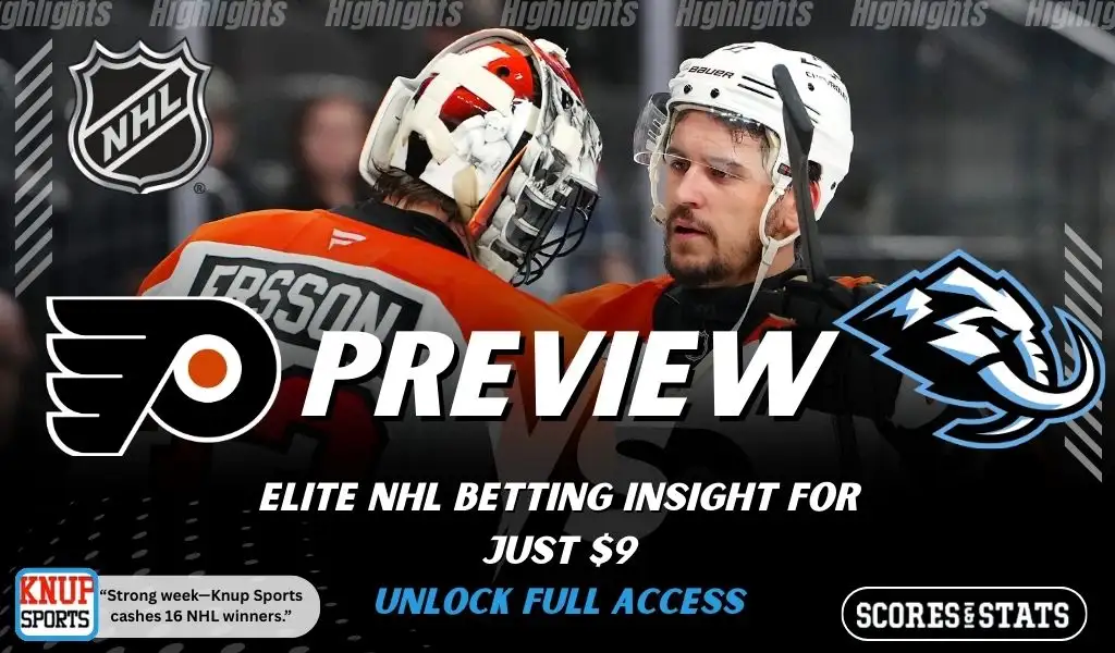 Philadelphia Flyers vs Utah Mammoth NHL preview graphic showing two Flyers players with both team logos for January 21 2026