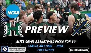 Hawaii Rainbow Warriors vs UC San Diego Tritons NCAA basketball preview graphic with players on the bench and team logos