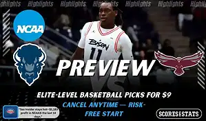 Howard Bison versus Maryland Eastern Shore Hawks college basketball preview graphic with team logos and Scores and Stats branding January 10 2026
