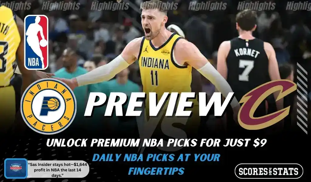 NBA game preview graphic for Indiana Pacers vs Cleveland Cavaliers with team logos player photo and the word Preview for January 6 2026
