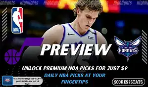 Utah Jazz versus Charlotte Hornets NBA preview graphic with team logos and Scores and Stats branding January 10 2026