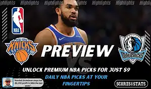New York Knicks vs Dallas Mavericks NBA preview graphic with a Knicks player close up and both team logos for January 19 2026
