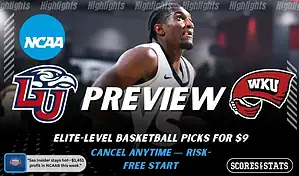 Liberty Flames vs Western Kentucky Hilltoppers college basketball preview graphic with a Liberty player close up and both team logos for January 21 2026