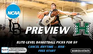 Long Beach State Beach vs Hawaii Rainbow Warriors preview graphic with both team logos, “Picks and Predictions” label, and Long Beach State basketball action background (January 31, 2026).