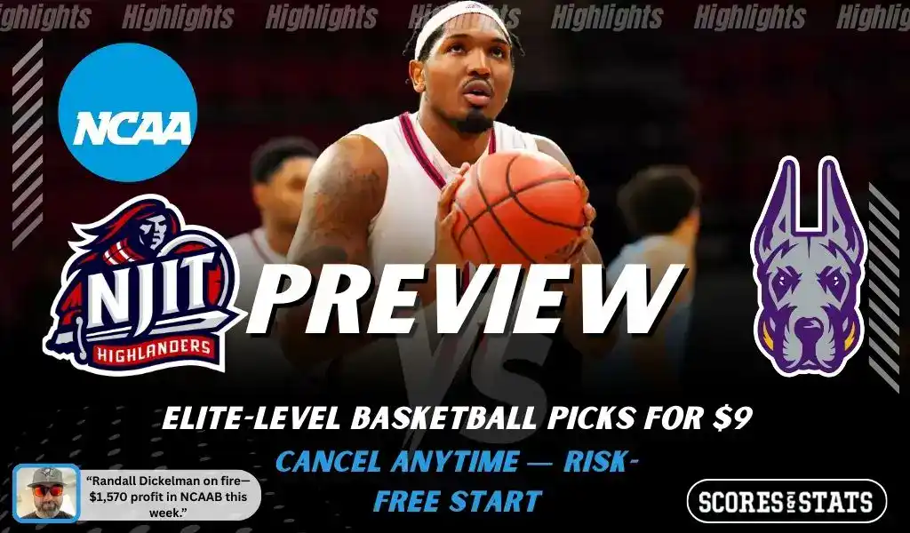 NCAA basketball preview graphic for NJIT Highlanders vs Albany Great Danes on January 29 2026