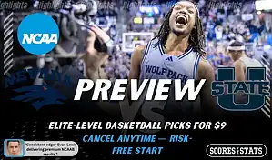 Nevada Wolf Pack vs Utah State Aggies basketball preview graphic with Nevada and Utah State logos and a Nevada player celebrating in the background