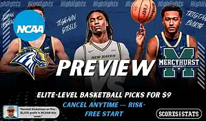 New Haven Chargers vs Mercyhurst Lakers preview graphic with NCAA logo, team logos, and picks and predictions for January 29 2026