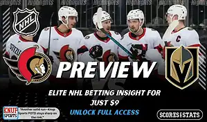 Ottawa Senators vs Vegas Golden Knights preview graphic with team logos and NHL branding promoting picks and betting insight for January 25 2026