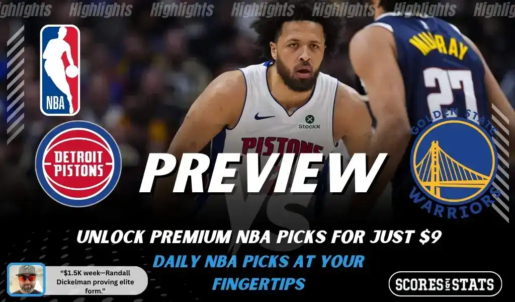 NBA preview graphic for Detroit Pistons vs Golden State Warriors on January 30 2026