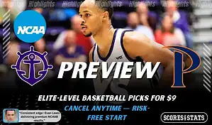 Portland Pilots vs Pepperdine Waves basketball preview graphic with Portland and Pepperdine logos and a player in action in the background