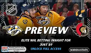Nashville Predators vs Ottawa Senators NHL preview graphic showing two Predators players celebrating with both team logos for January 22 2026