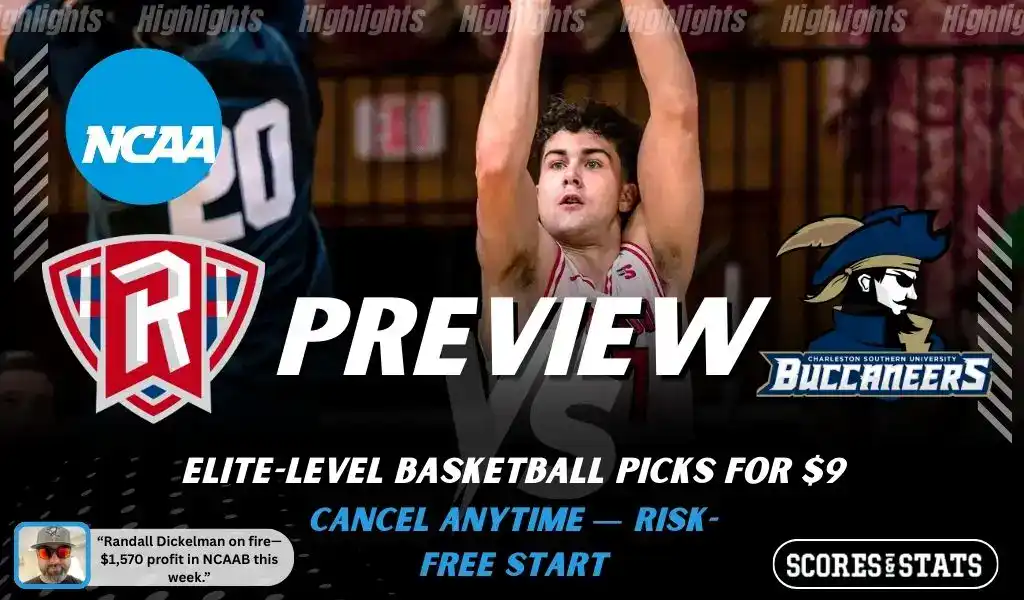 NCAA basketball preview graphic for Radford Highlanders vs Charleston Southern Buccaneers on January 29 2026