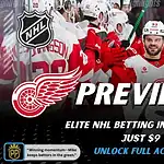 Detroit Red Wings versus Carolina Hurricanes NHL preview graphic with team logos and Scores and Stats branding January 12 2026