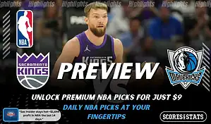 NBA game preview graphic for Sacramento Kings vs Dallas Mavericks with team logos player photo and the word Preview for January 6 2026