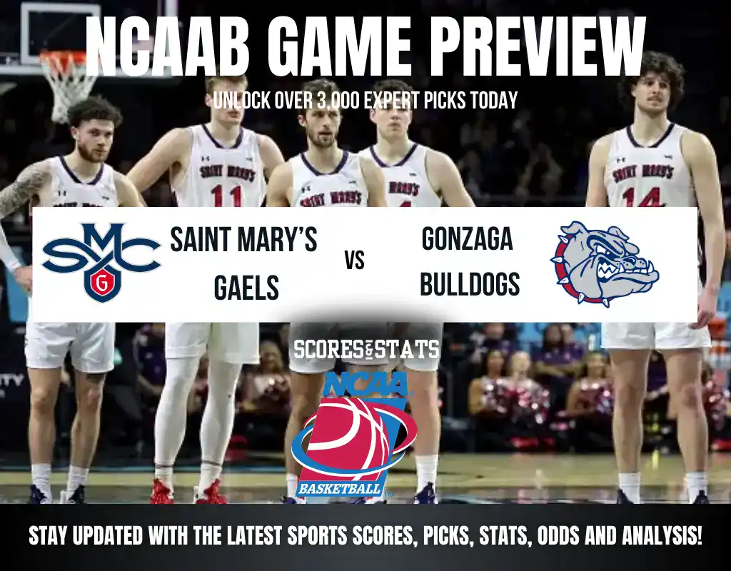 Saint Mary’s Gaels vs Gonzaga Bulldogs betting preview with odds, predictions, and best bets.