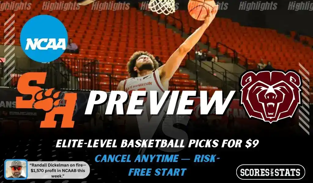 Sam Houston Bearkats vs Missouri State Bears preview graphic with team logos and NCAA branding promoting college basketball picks and predictions for January 28 2026