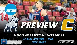 Samford Bulldogs versus Chattanooga Mocs college basketball preview graphic with team logos and Scores and Stats branding January 10 2026