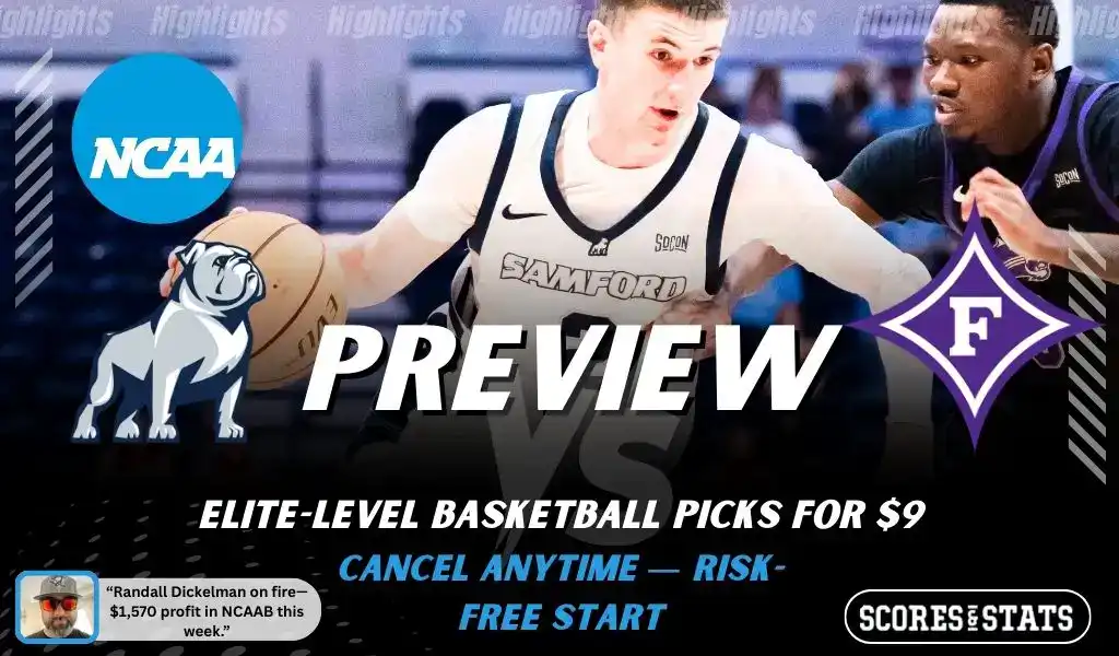 NCAA basketball preview graphic for Samford Bulldogs vs Furman Paladins on January 29 2026