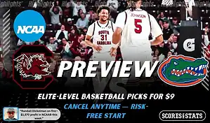 South Carolina Gamecocks vs Florida Gators preview graphic with team logos and NCAA branding promoting college basketball picks and predictions for January 28 2026