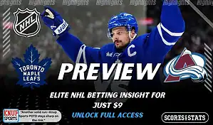 Toronto Maple Leafs vs Colorado Avalanche preview graphic with team logos and NHL branding promoting picks and betting insight for January 25 2026