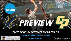 UC San Diego Tritons vs Cal Poly Mustangs NCAA basketball preview graphic with players at the rim and team logos January 1 2026