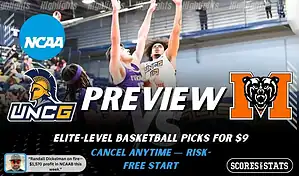 NCAA basketball preview graphic for UNCG Spartans vs Mercer Bears on January 29 2026