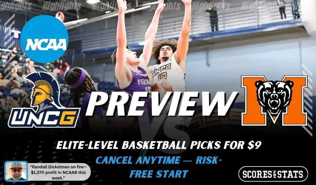 NCAA basketball preview graphic for UNCG Spartans vs Mercer Bears on January 29 2026