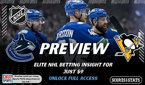 Vancouver Canucks vs Pittsburgh Penguins preview graphic with team logos and NHL branding promoting picks and betting insight for January 25 2026