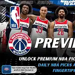 NBA game preview graphic for Washington Wizards vs Orlando Magic with team logos players photo and the word Preview for January 6 2026