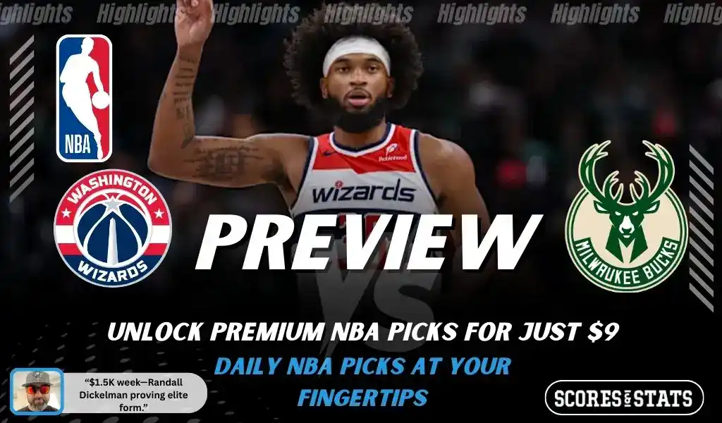 Washington Wizards vs Milwaukee Bucks preview graphic with NBA branding, team logos, and picks and predictions for January 29 2026