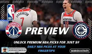 Washington Wizards vs LA Clippers NBA preview graphic showing two Wizards players with both team logos for January 19 2026