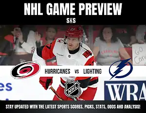 NHL game preview between the Hurricanes and Lightning, featuring a player from the Hurricanes.