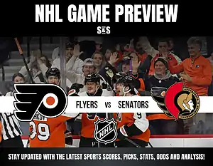 NHL game preview featuring the Flyers versus Senators, with excited fans cheering in the background. Stay updated on stats and analysis.
