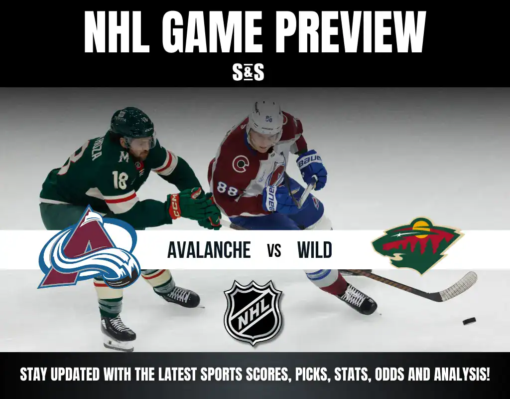 NHL game preview featuring players from the Avalanche and Wild, focusing on an impending match-up on the ice.