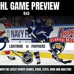 NHL game preview featuring the Tampa Bay Lightning versus the Florida Panthers, with players in action on the ice.
