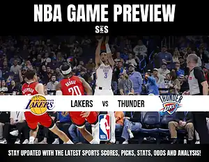 NBA Game Preview: Lakers vs. Thunder, featuring players in action and enthusiastic fans in a basketball arena. Stay updated!