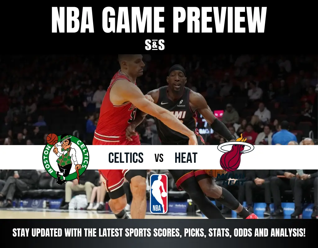 NBA Game Preview featuring Boston Celtics vs. Miami Heat, highlighting players in action and the latest sports updates.