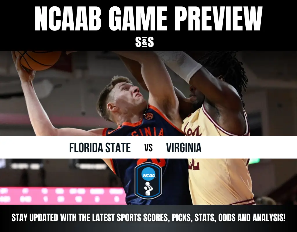 NCAA Basketball game preview featuring a matchup between Florida State and Virginia with action-packed gameplay.