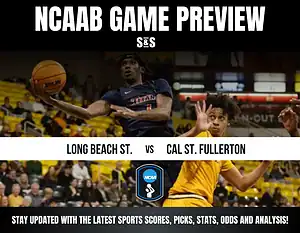Action-packed basketball scene featuring players from Long Beach State and Cal State Fullerton during a game preview.