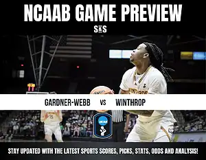 NCAA basketball game preview featuring Gardner-Webb vs. Winthrop, with updates on scores, picks, and analysis.