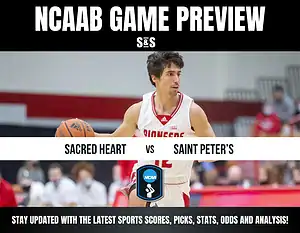 NCAAB game preview featuring Sacred Heart vs. Saint Peter's, highlighting scores, picks, and analysis.
