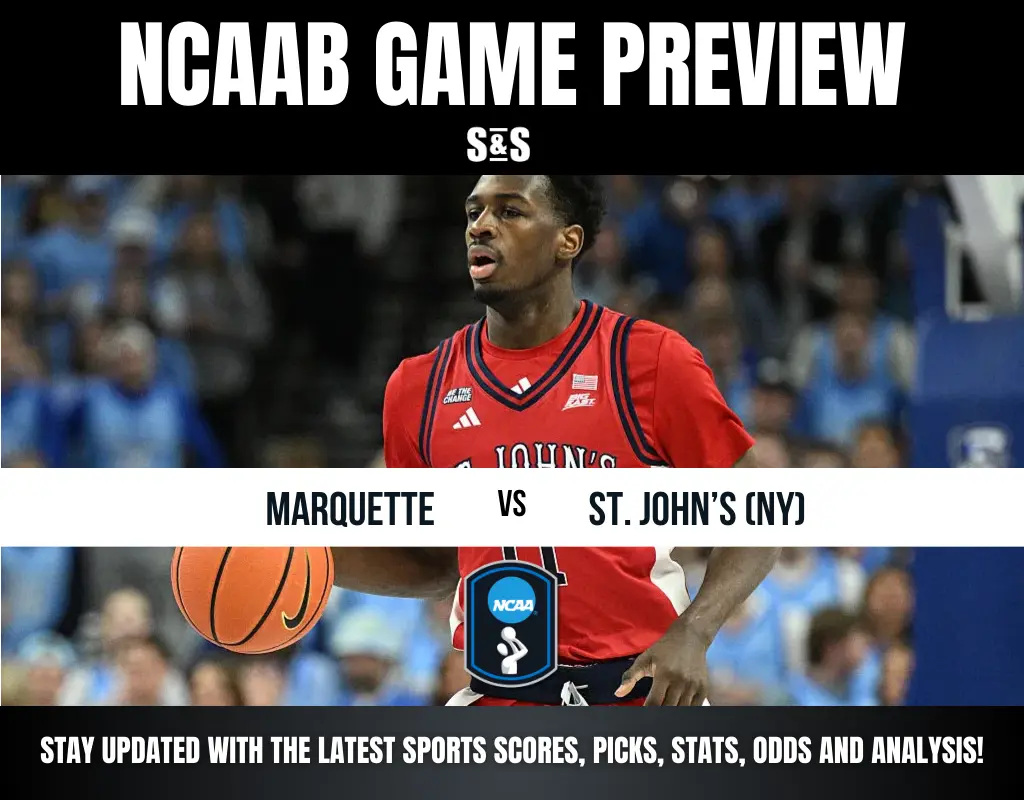 NCAA basketball game preview featuring Marquette vs. St. John's (NY), highlighting team matchups and sports analysis.